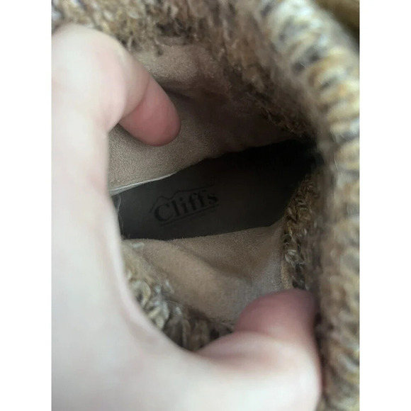 CLIFFS Womens Boots Brown Lace Suede 8.5 Outdoor Minimalist Tan Knit Ankle - Picture 4 of 6